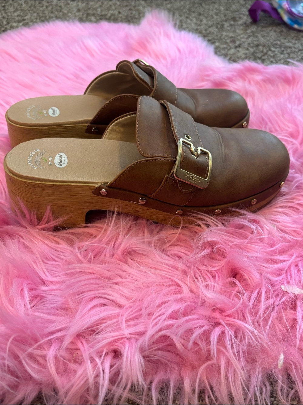 Dr. Scholl’s Brown Classic Clog Buckle Mules Size 9